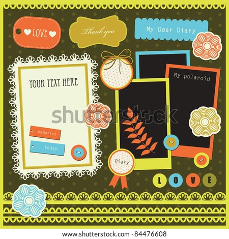 set of cute scrapbook elements. vector illustration