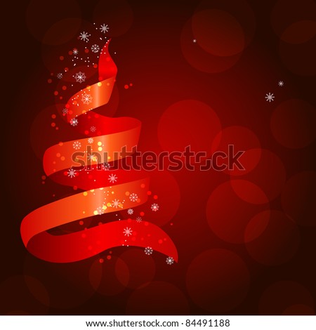Christmas background with fir made of ribbon. Raster version.
