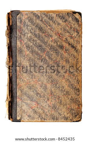 Old brown book cover isolated on white
