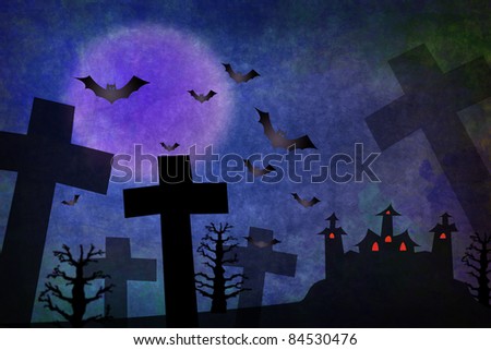 Blue Grunge horror background for Halloween concept