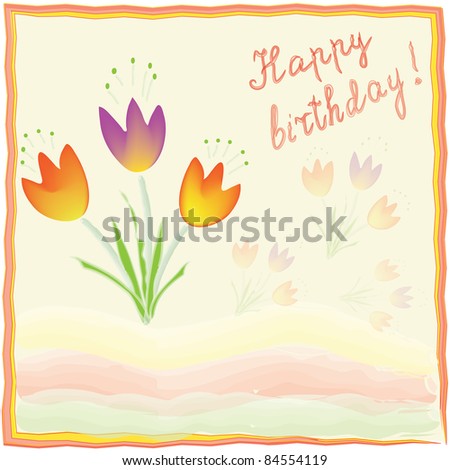 Greeting birthday card in watercolor design
