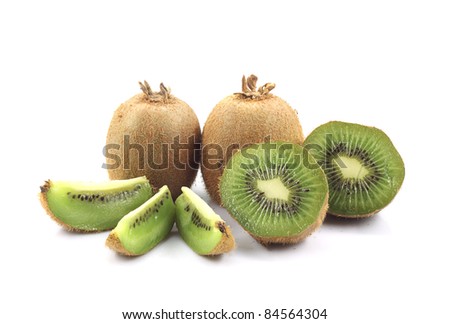 Fresh kiwi fruits isolated white background.