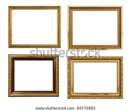Collection picture gold frames with a decorative pattern
