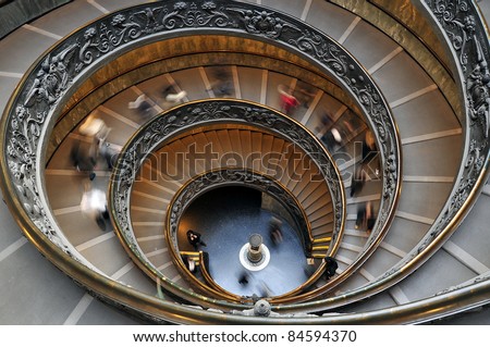 Spiral Stairwell in the Sistine Chapel Museum Royalty-Free Stock Photo #84594370
