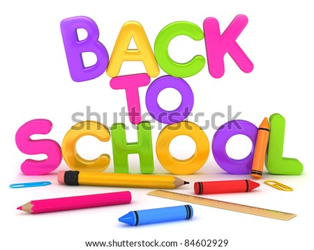 3D Illustration of Back to School Items