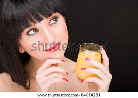 sweet woman with glass of juice