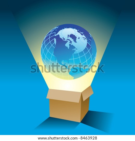 A globe comes out of the box
