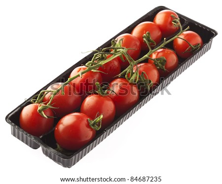 cherry tomato stack on a white background