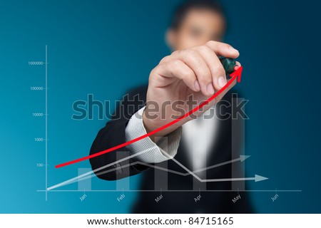 Male hand drawing a graph. Royalty-Free Stock Photo #84715165