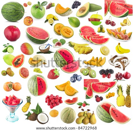Collage of many fresh fruits