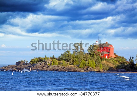 Lighthouse with stormy clouds