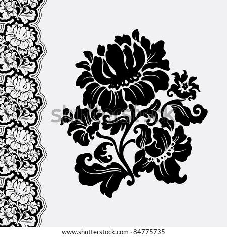 flower and border lace, design element, vector