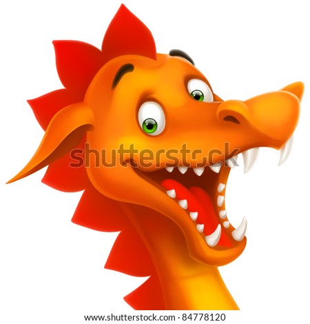 eps cute smiling happy dragon as cartoon or toy isolated on white