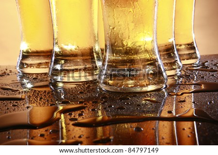 Cold beer in tall glasses