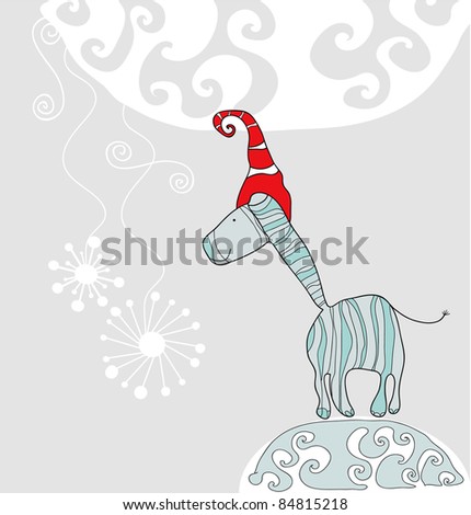 Vector Christmas card with Christmas animal.
