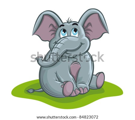 Cute elephant baby in cartoon style for design. Rasterized version also available in gallery