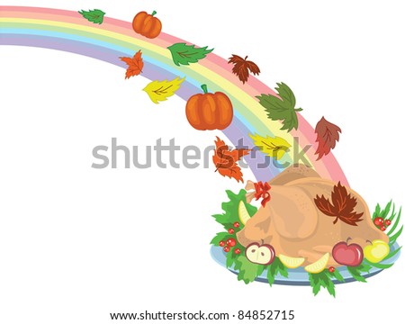 Thanksgiving day, turkey cook, vector.