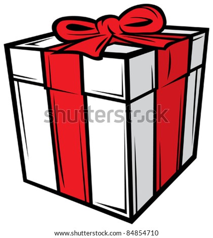 white gift box with red ribbon