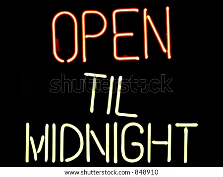 Open Til Midnight neon sign