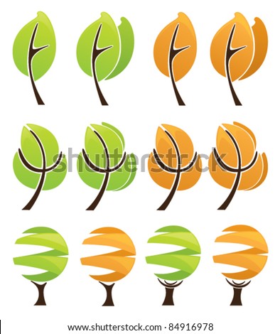 vector collection of trees symbols autumn and summer