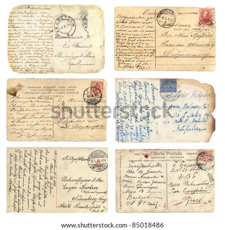 Old postcards set Royalty-Free Stock Photo #85018486