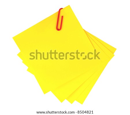 Yellow adhesive note  isolated