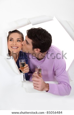 happy couple drinking champagne