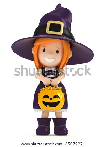 3D render of a witch kid