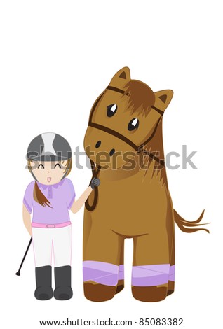 Horse and girl vector