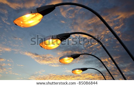 Street light against twilight background Royalty-Free Stock Photo #85086844