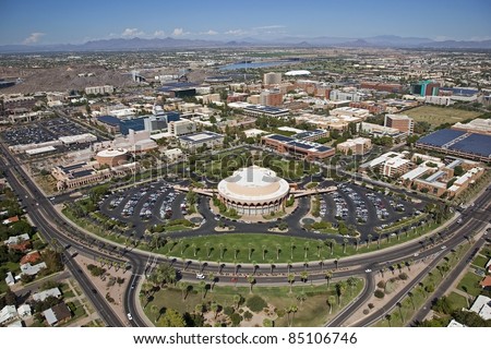 Arizona State University in Tempe, Arizona from the air Royalty-Free Stock Photo #85106746