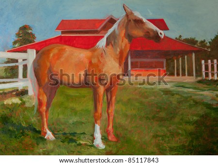 horse painting oil on canvas