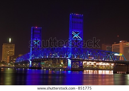 A view of the Main  Street bridge in downtown Jacksonville, Florida.