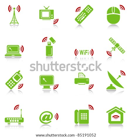 Wireless devices icons - green-red series