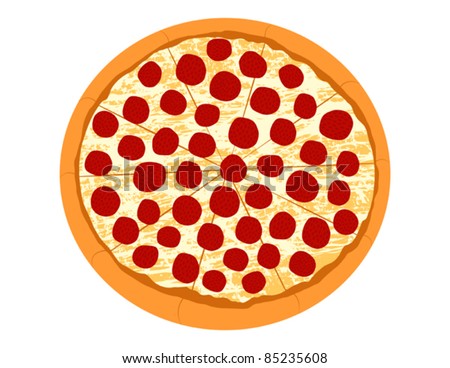 Pepperoni Pizza - Vector Illustration