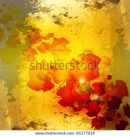 Autumn leaves grunge background