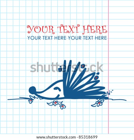 Vector illustration of hedgehog in sketch-style. Place for your text.