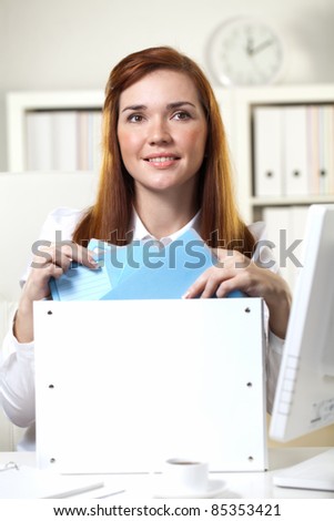  young girl prepares  business report