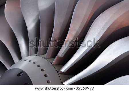 Turbo-jet engine of the plane, close up Royalty-Free Stock Photo #85369999