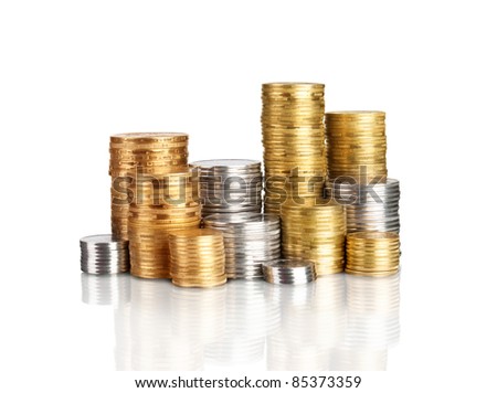 Gold towers made out of gold and silver coins