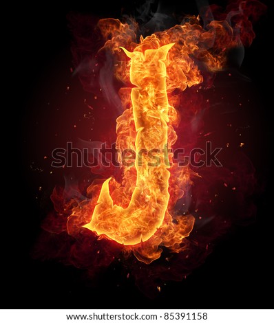 Fire burning letter "J"