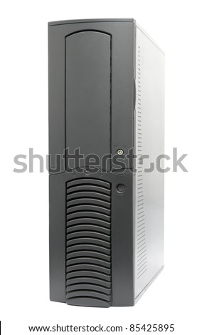 Black computer case isolated on white background
