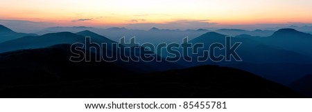 panoramic picture of Low Tatras at dusk, Slovakia