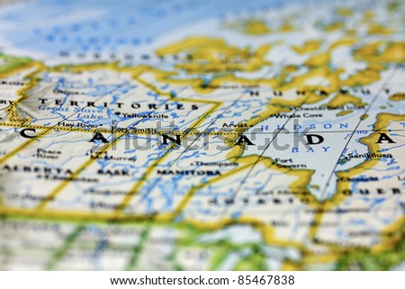 Canada on the map. Royalty-Free Stock Photo #85467838