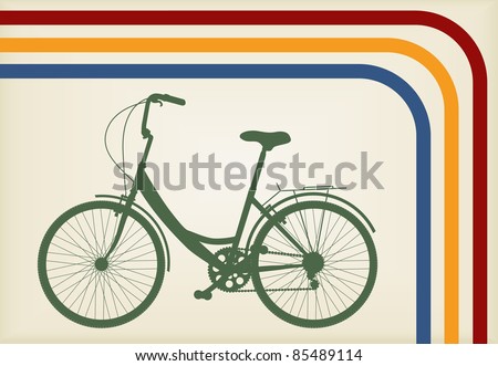 Vintage woman bike vector background