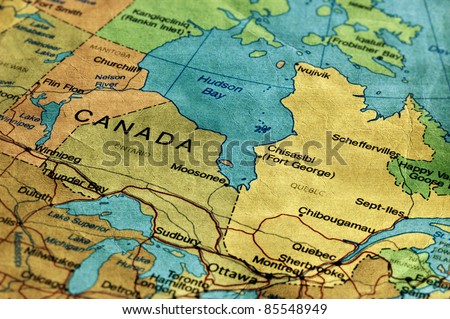 Ancient World Map of Canada Royalty-Free Stock Photo #85548949