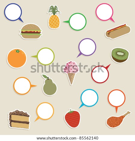 healthy and unhealthy food icons with blank signs ready for text