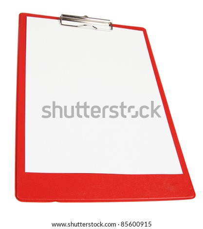 Red paper board isolated on white background