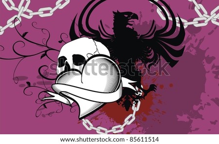 heraldic heart ribbon black background in vector format