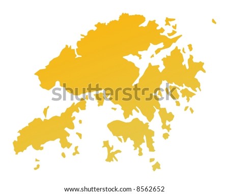 Orange gradient Hong Kong map. Detailed, Mercator projection.
